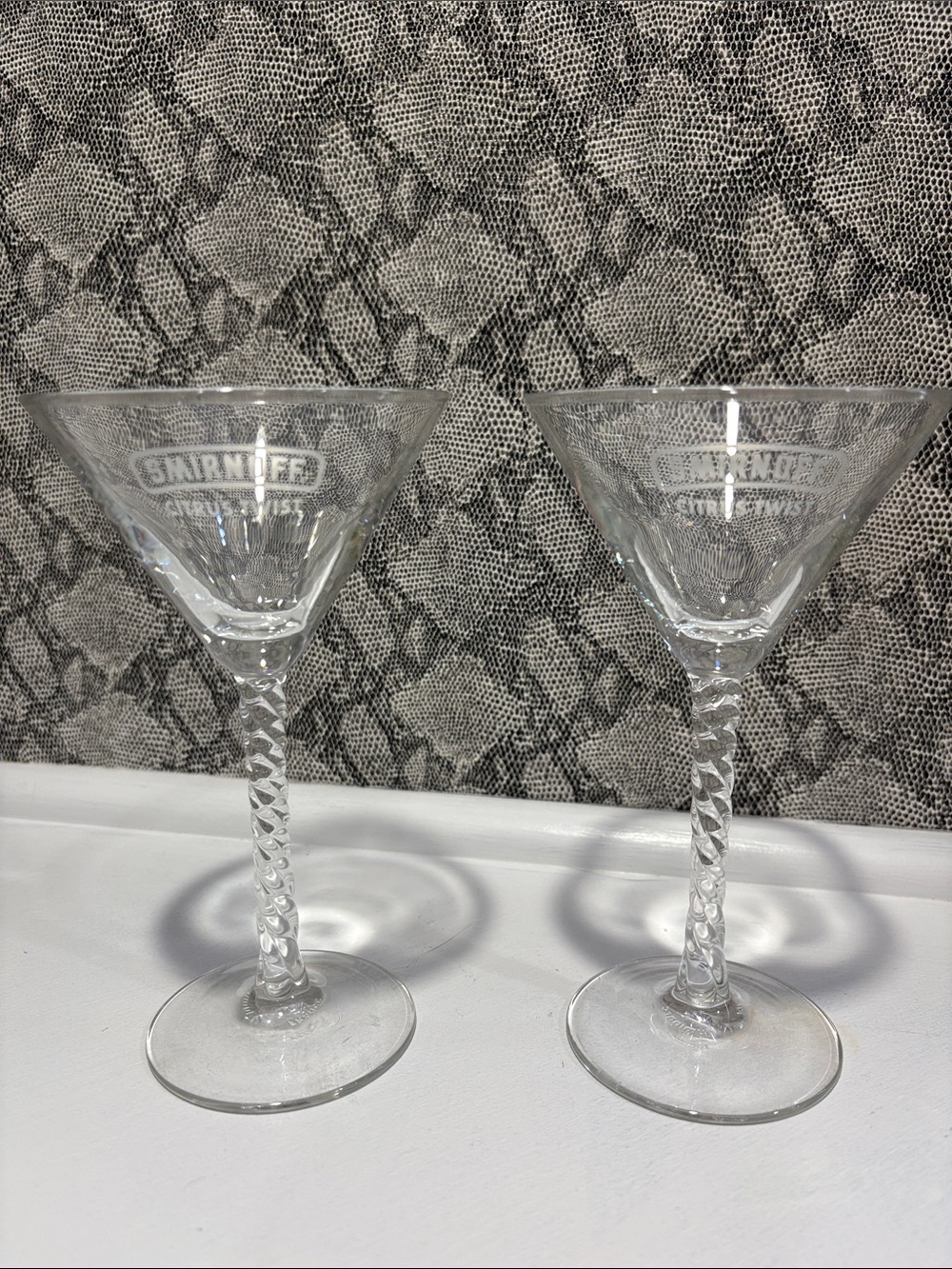 Vintage 90s Smirnoff Citrus Twist Martini Glasses by Luminarc France- Set of 2 !